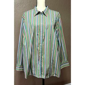 Vintage Y2K Lauren Ralph Lauren LRL Button Up Shirt Striped Cotton Roll Tab 3X